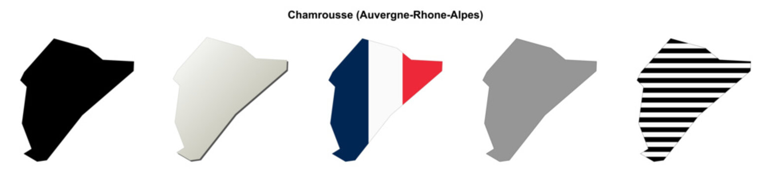 Chamrousse (Auvergne-Rhone-Alpes) blank outline map set