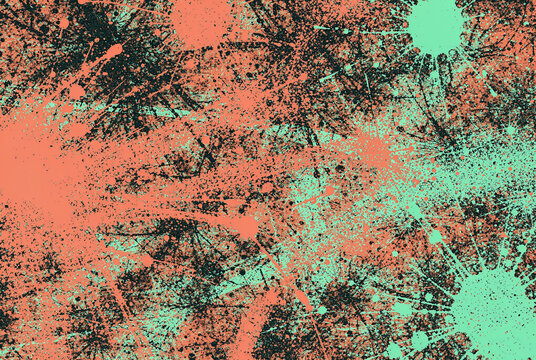 Abstract Grunge Paint Splatter Background in Three Colors