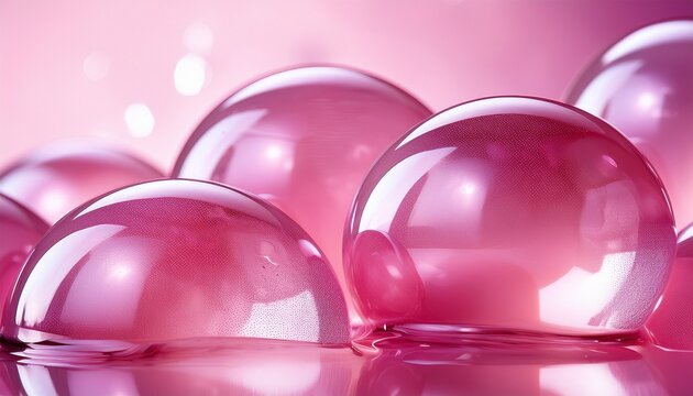 pink glossy bubble gum spheres with transparent jelly texture