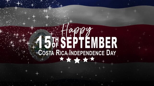Costa rica flag in festive display for independence day celebration with sparkly background. Suitable for patriotic designs and event promotions.