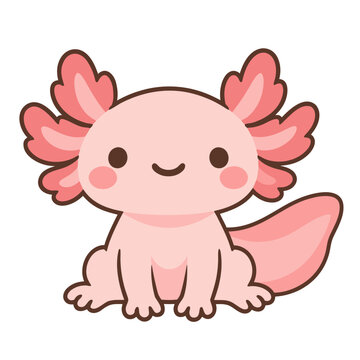 cute axolotl with pink frilly gills and a happy smile vector illustration