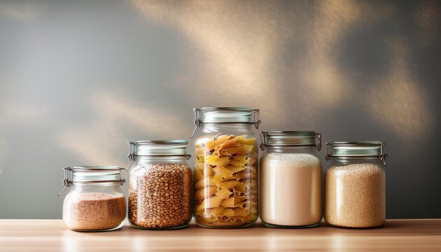 zero waste pantry jars with sustainable dry food storage