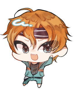 cute chibi smile with golden hair in pijamas