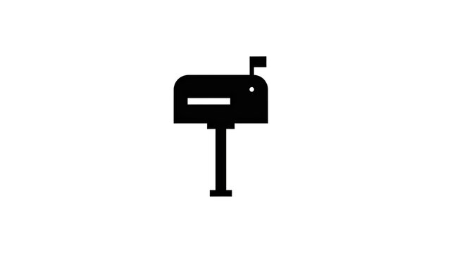 Simple black silhouette mailbox standing on a single post with flag detail