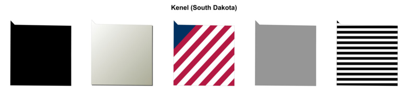 Kenel (South Dakota) blank outline map set