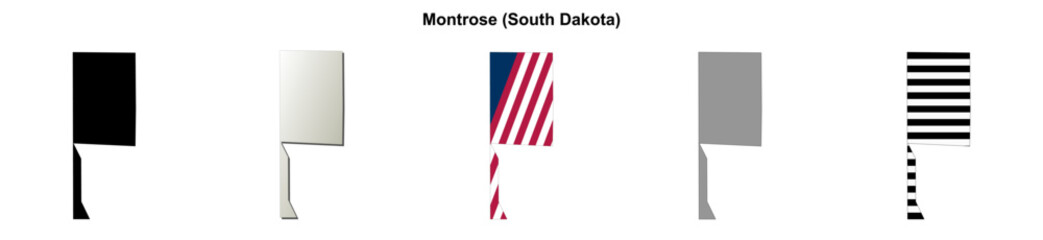 Fototapeta premium Montrose (South Dakota) blank outline map set
