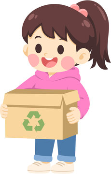 Kid Holding Recycling Box