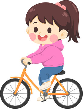 Girl Riding Bicycle Fun Outdoor Activity