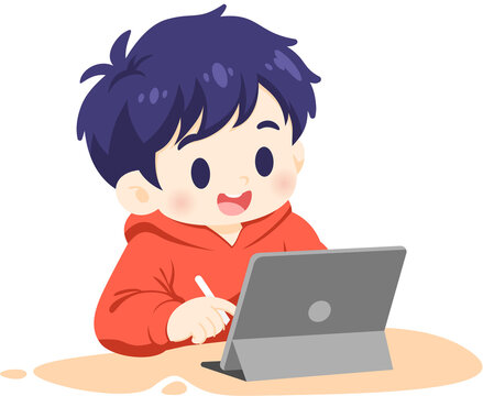Child with Tablet Drawing