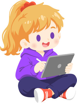 Cute Girl Using Tablet
