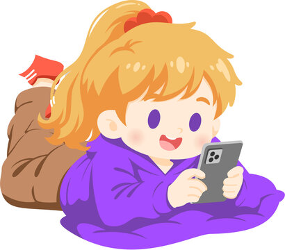 Young Child Playing on Phone Happy Expression