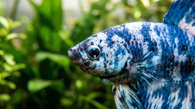 Fancy Blue Marble Halfmoon Betta Fish