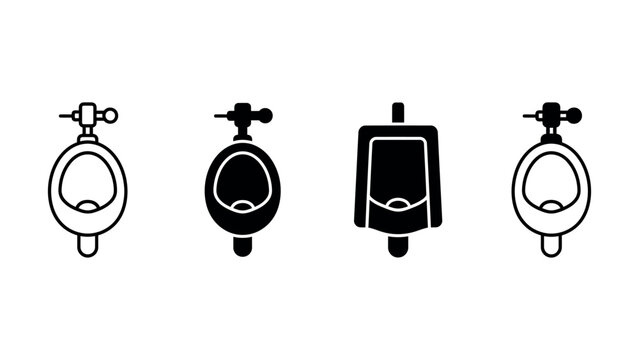 Set of wallmounted male urinal icons for public restroom design elements