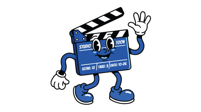 Cartoon Clapperboard Character with Arms and Legs.