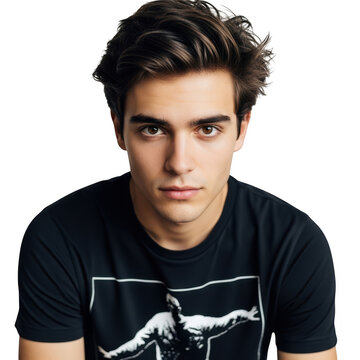 Young man looking thoughtfully with serious expression