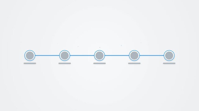 Minimalist timeline infographic with five circular nodes connected by a horizontal line.