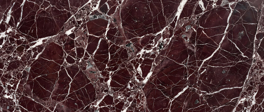 Red marble texture background featuring deep burgundy stone surface with bold white crackled veins for luxury interior design projects