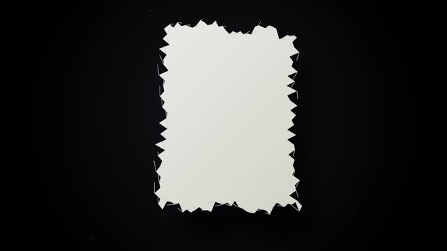 Minimal white torn paper frame animation isolated against a dark background for clean presentation and creative layouts.