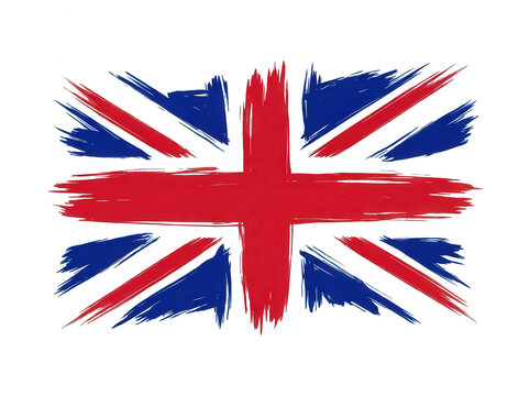 Union jack british flag waving in wind isolated on transparent background