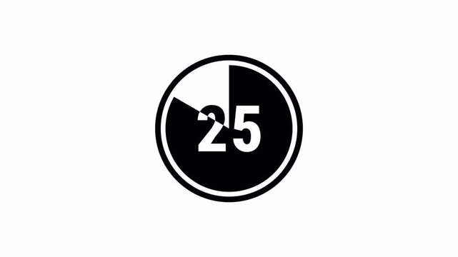 30 Second Countdown Timer Complete in Thirty Seconds, Digital 30 to 0 Second Countdown Timer Animation with 4K Alpha Channel