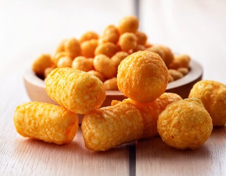 various styles of cheese puff corn snacks