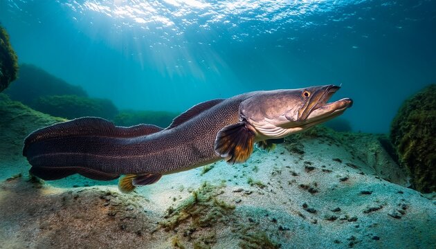 giant snakehead fish underwater closeup