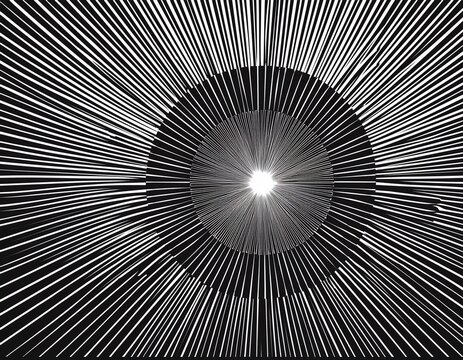 symmetrical radial sunburst pattern with central point in black and white radial lines symmetry