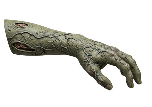 Creepy textured zombie arm reaching out for a spooky halloween celebration