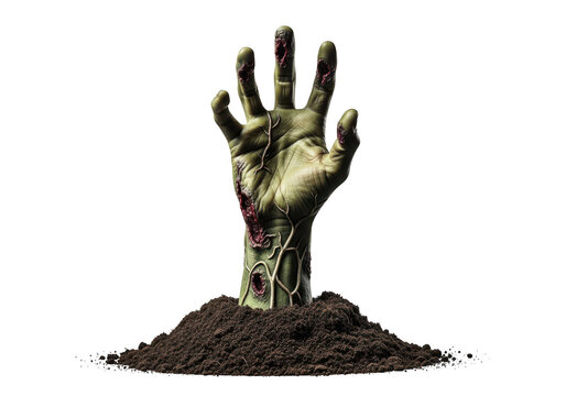 Scary zombie hand coming out of the ground