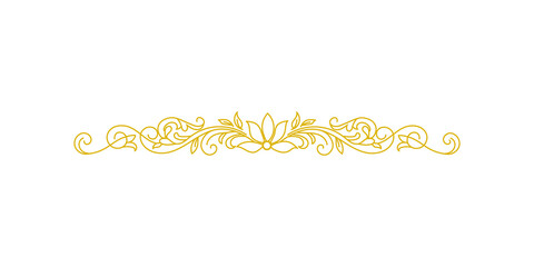 Elegant golden ornamental divider with floral and scroll motifs isolated on transparent background © MSTLATIFA