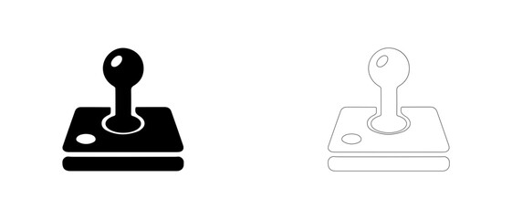 Retro arcade joystick controller vector icon filled and outline, vintage gaming and arcade machine symbol. © PicMag