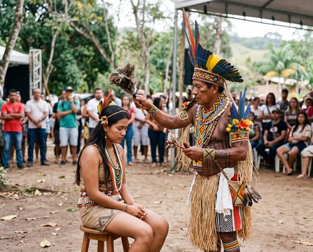 Indigenous Cultural Ceremony with Traditional Attire