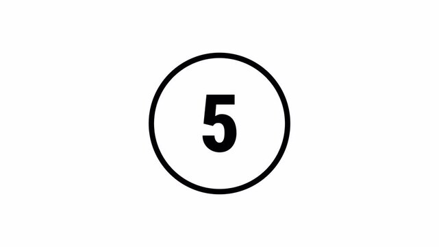 5 Second Count Up Timer Complete in Five Seconds, Digital 0 to 5 Second Count Up Timer Animation with 4K Alpha Channel