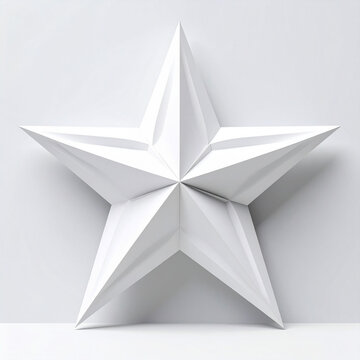the image features a single, large, five pointed star in the center of the frame. the star is entirely white, with a textured, faceted surface that gives it a geometric appearance