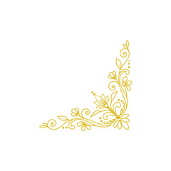 Golden floral corner ornament isolated on transparent background © MSTLATIFA