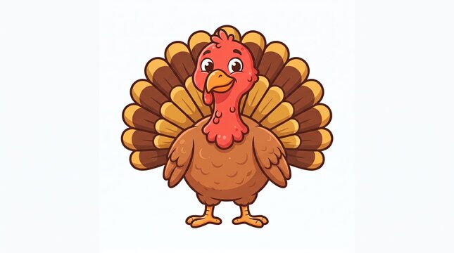 Cute cartoon turkey illustration isolated on white background for your creative thanksgiving day holiday design projects