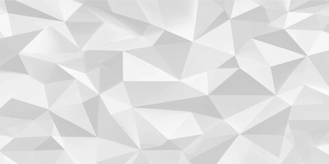 Fototapeta premium White and gray polygon abstract geometric background with faceted triangular mosaic shapes creating modern minimalist dimensional texture
