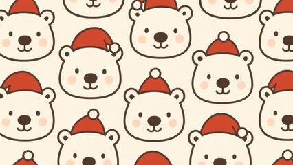 Obraz premium Cute festive polar bear pattern desktop wallpaper