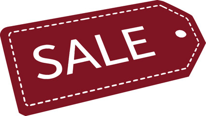 Fototapeta premium Sale tag label graphic in dark red for retail marketing