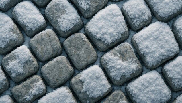 Snow-covered cobblestone texture desktop wallpaper