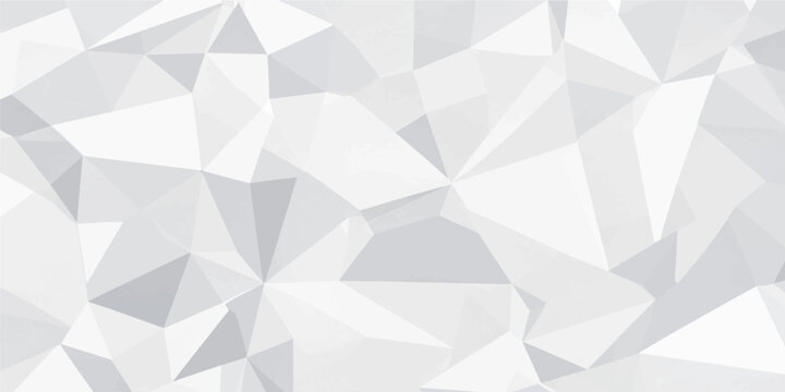 White and gray polygon abstract geometric background with faceted triangular shapes creating modern minimalist three dimensional texture