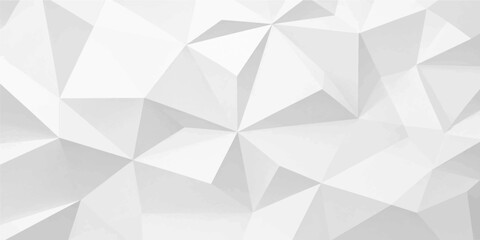 Fototapeta premium White and light gray geometric polygon abstract background with faceted triangular shapes creating modern minimalist three dimensional design
