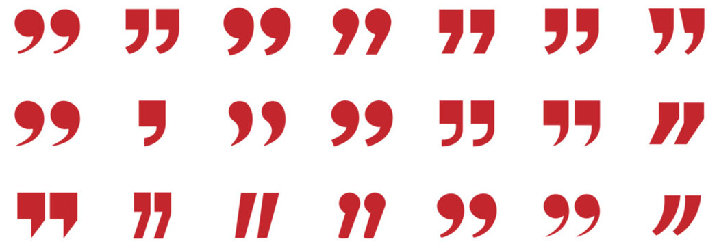 quotation marks black silhouette icons set featuring various styles of speech bubbles commas punctuation accents and typographical brackets for blockquotes and citations
