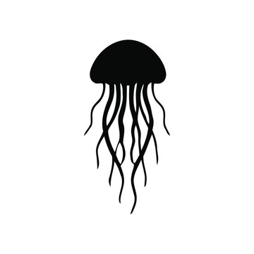 Minimalist Jellyfish black and white vector silhouette