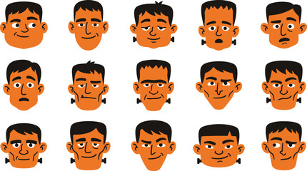 Fototapeta premium A collection of diverse facial expressions and features showcasing variations in human appearance and emotion
