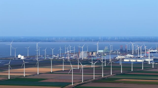 Aerial view of Eemshaven in Groningen, the Netherlands,