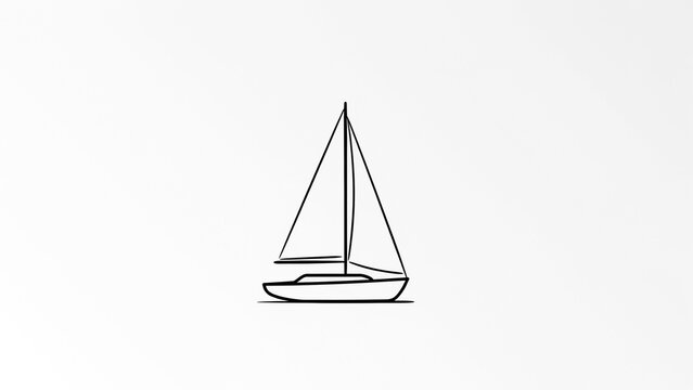 Simple line drawing of a sailboat with transparent background for vector illustration use