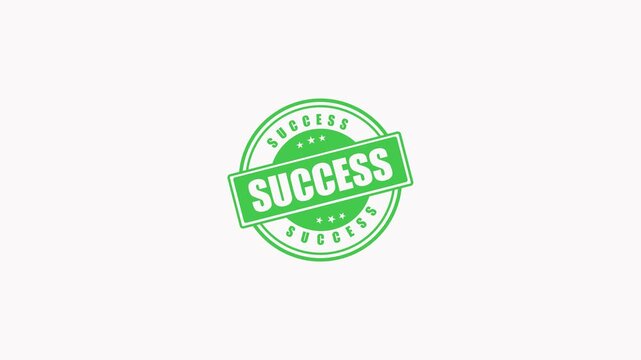 Green Success Rubber Stamp Animation Isolated on White Background for Business and Achievement Concept Graphics