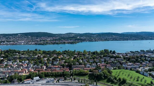 Zurich Cityscape and Landscape in Daylight Hyperlapse