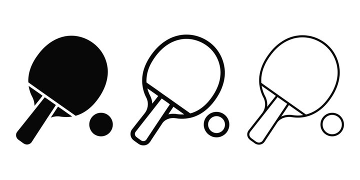 Ping pong icon silhouette vector outline and line art
